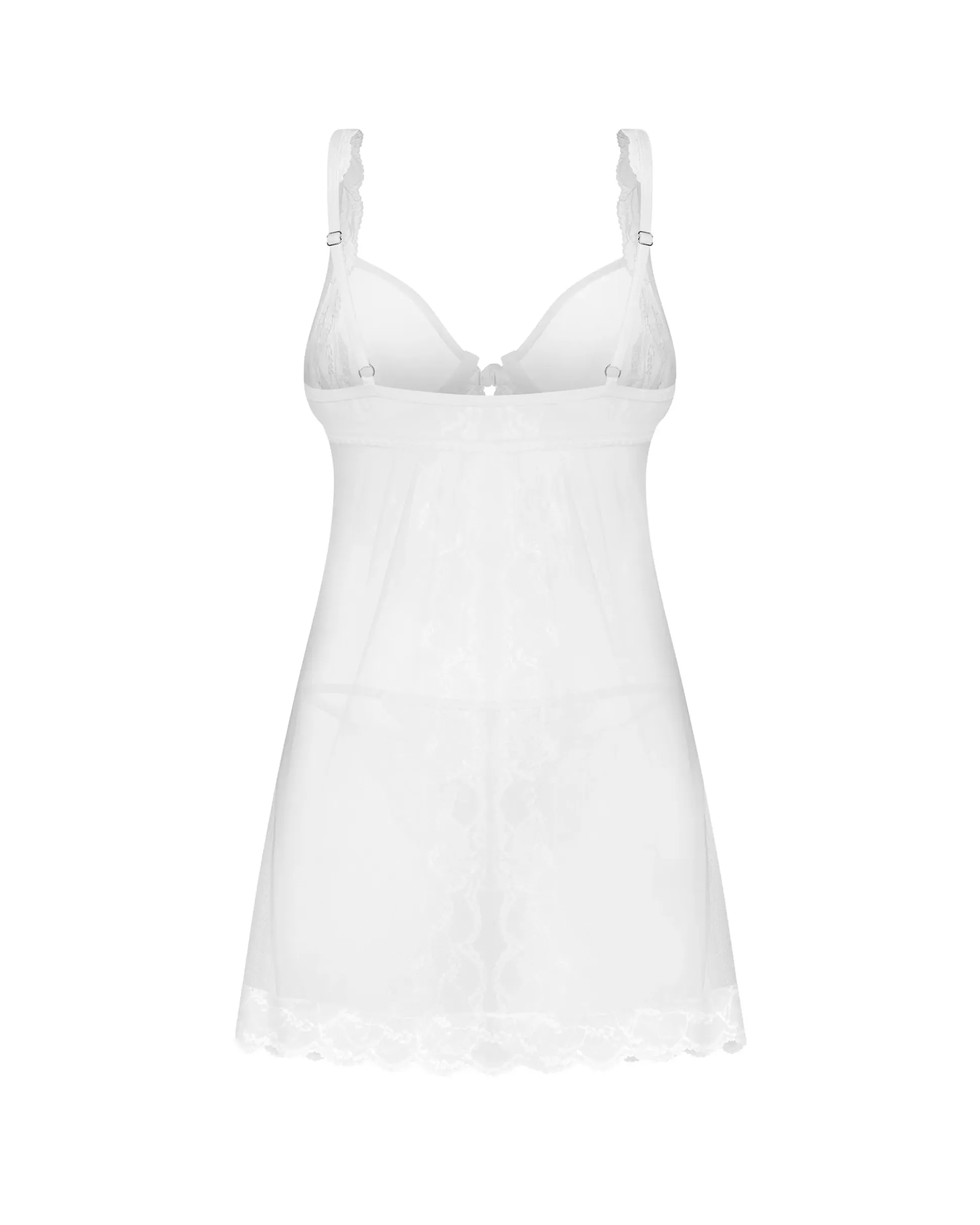 Biała babydoll z wiązaniem i stringi