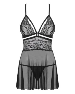 Czarna babydoll i stringi
