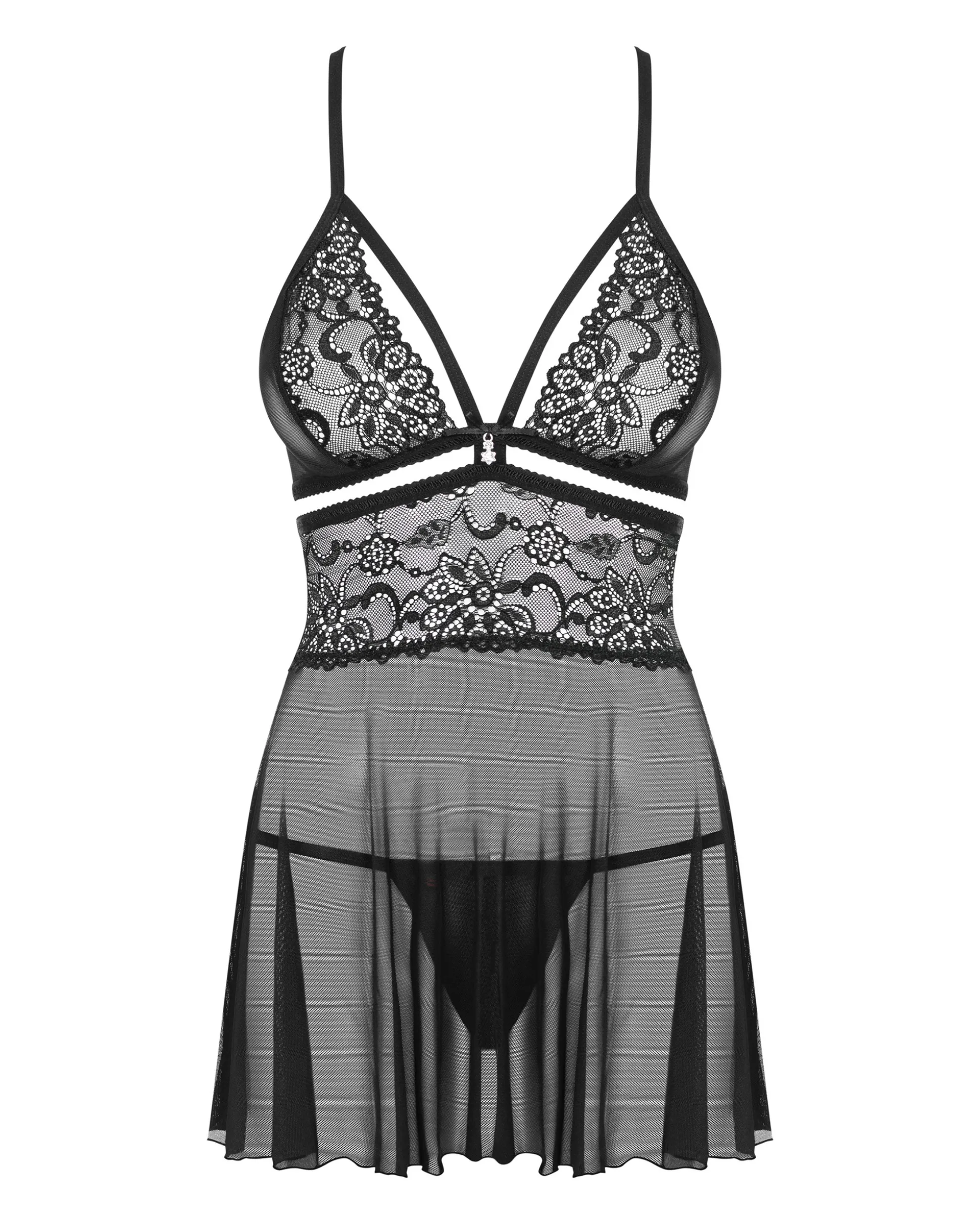 Czarna babydoll i stringi