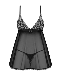 Czarna babydoll i stringi