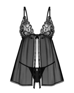 Czarna babydoll i stringi