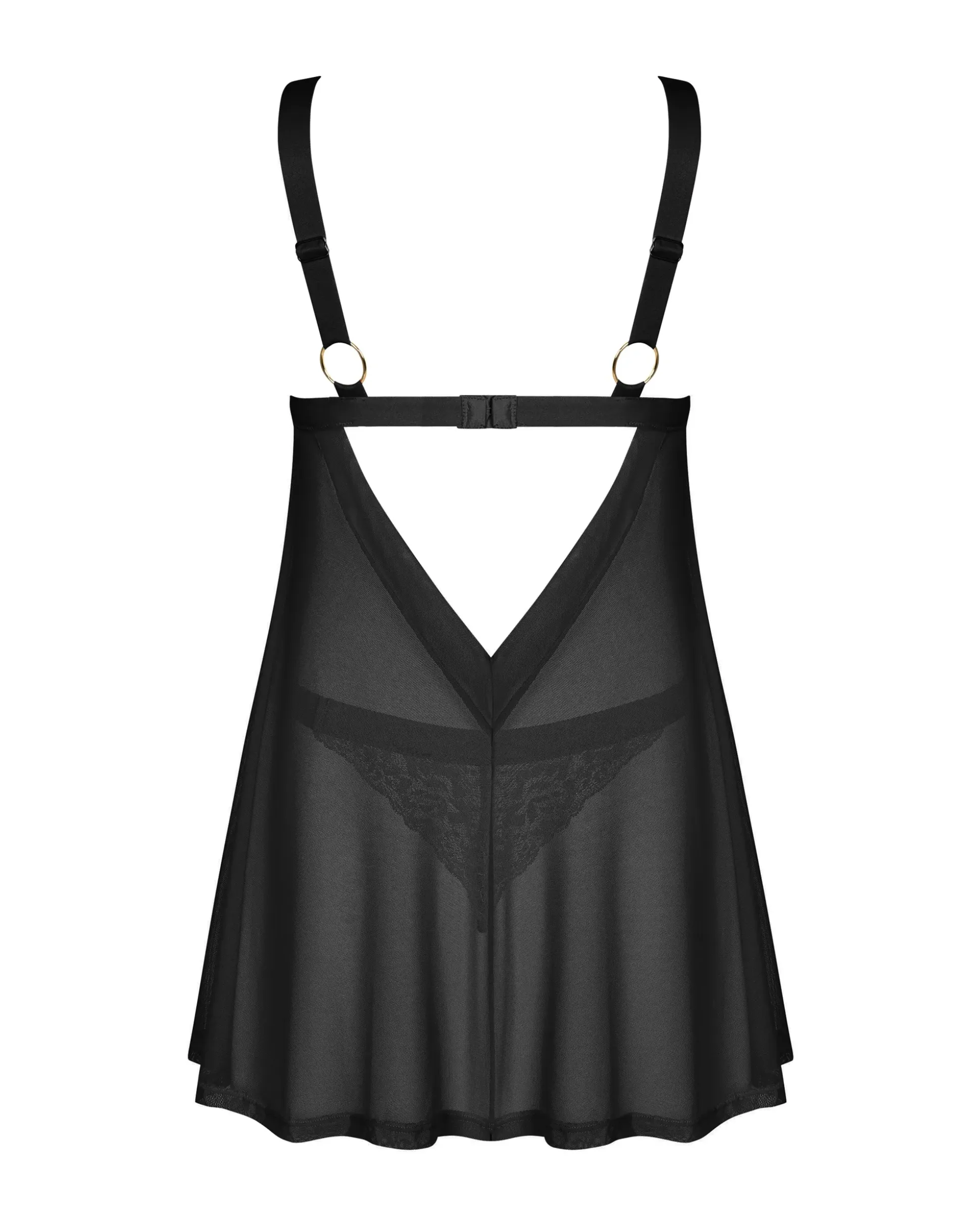 Czarna babydoll z ozdobnym sercem