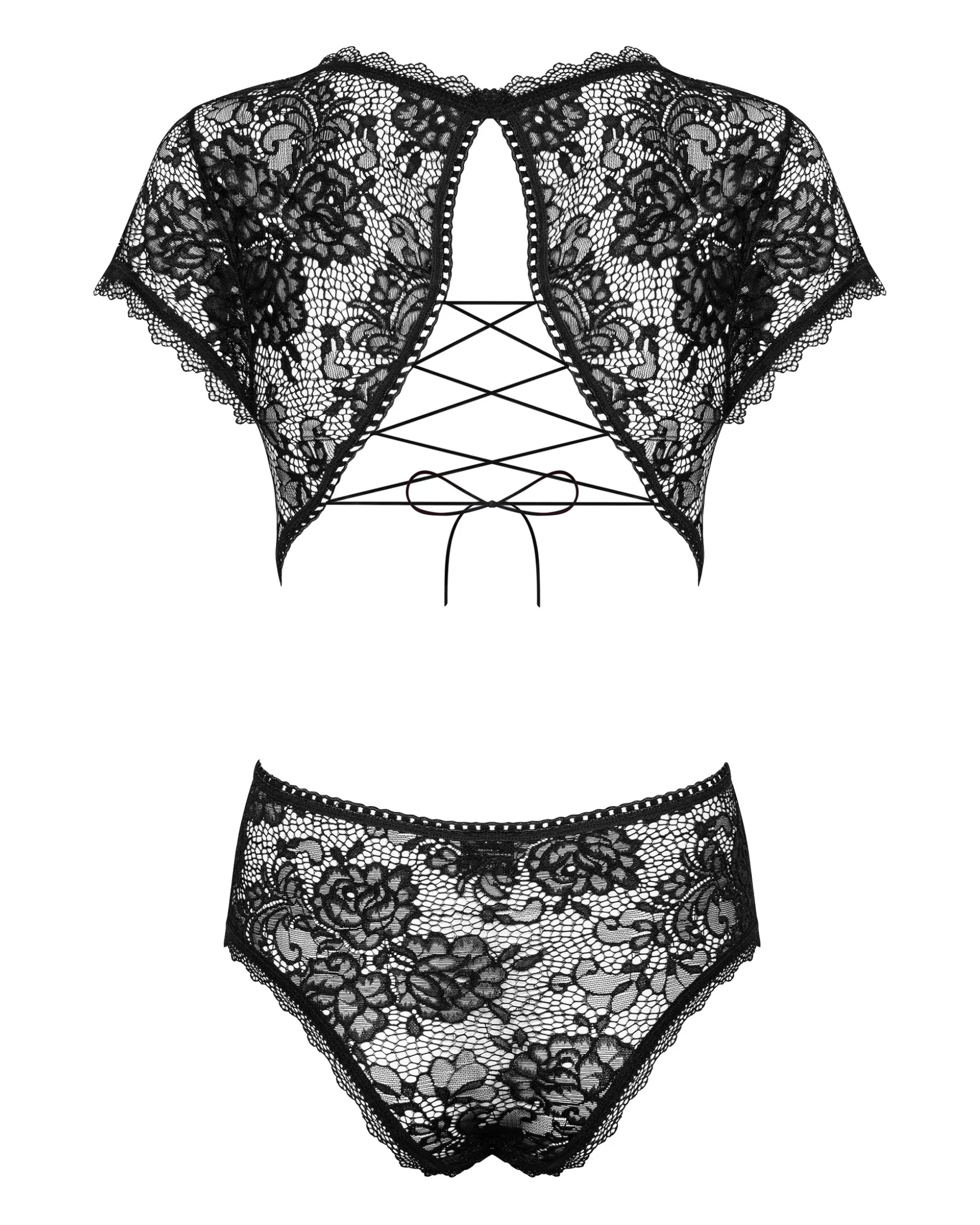 Czarne, koronkowe body
