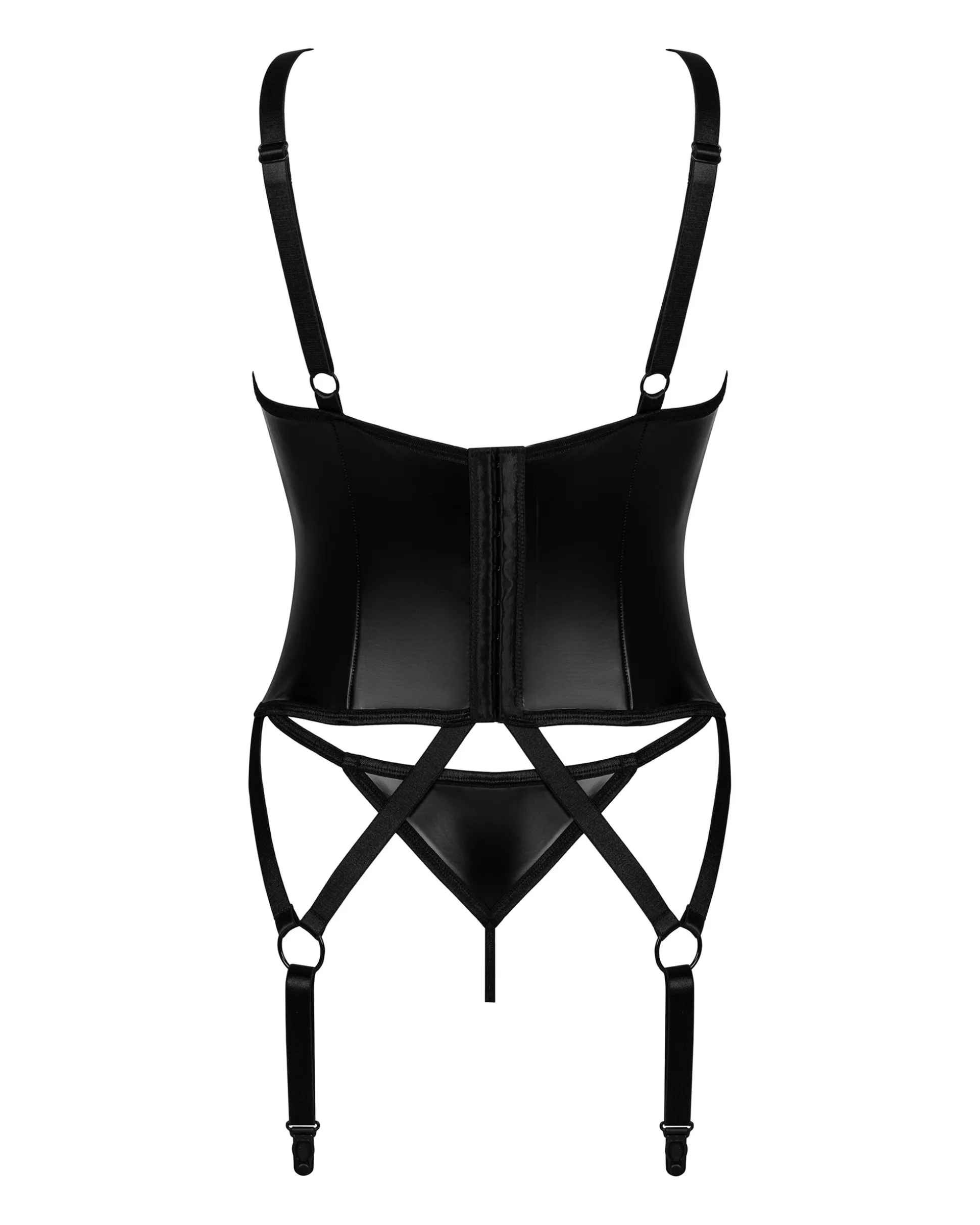 Czarny gorset i stringi