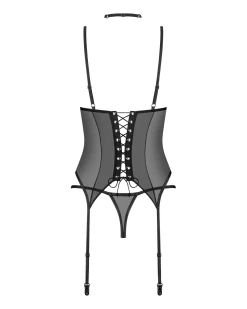 Czarny gorset, stringi i choker