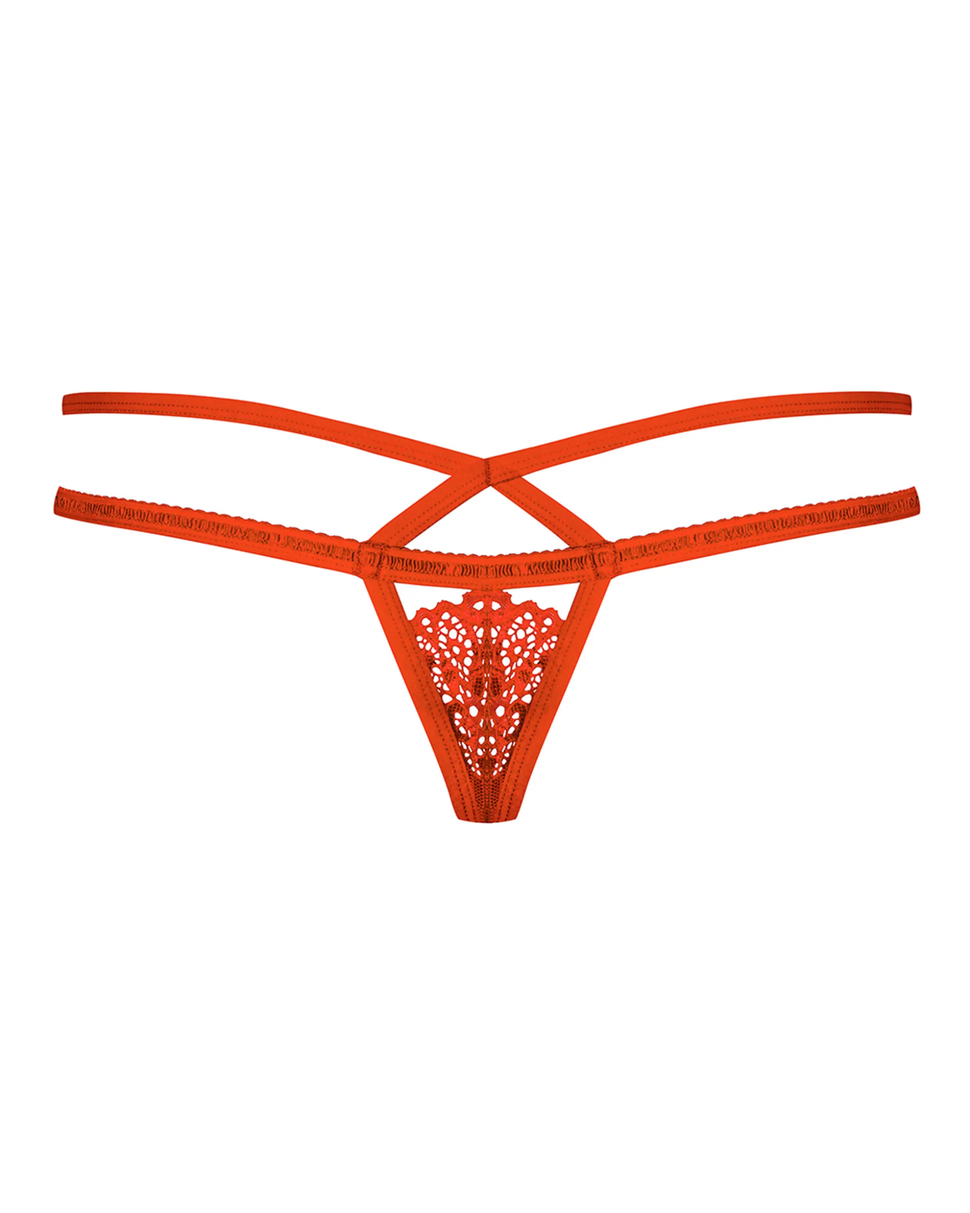 Czerwone stringi z paskami