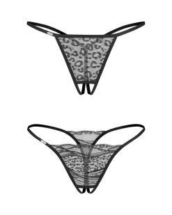 Dwupak stringów z otwartym krokiem
