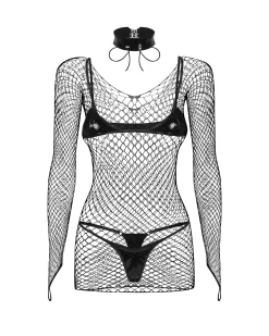 Komplet: sukienka, biustonosz, stringi i choker