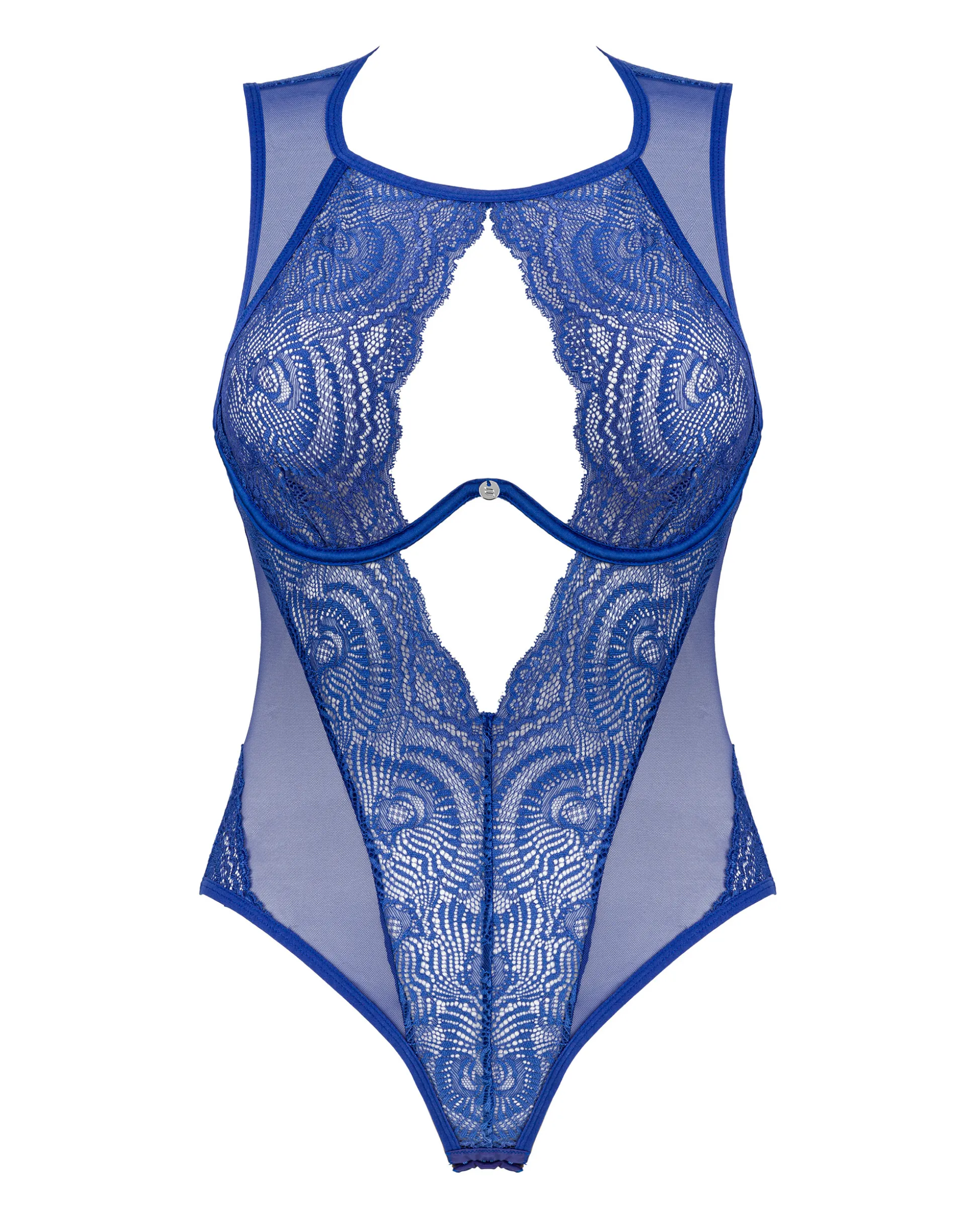 Niebieskie, koronkowe body