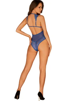 Niebieskie, koronkowe body